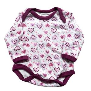 Long sleeve baby girl onesies, hearts, 0-3 months